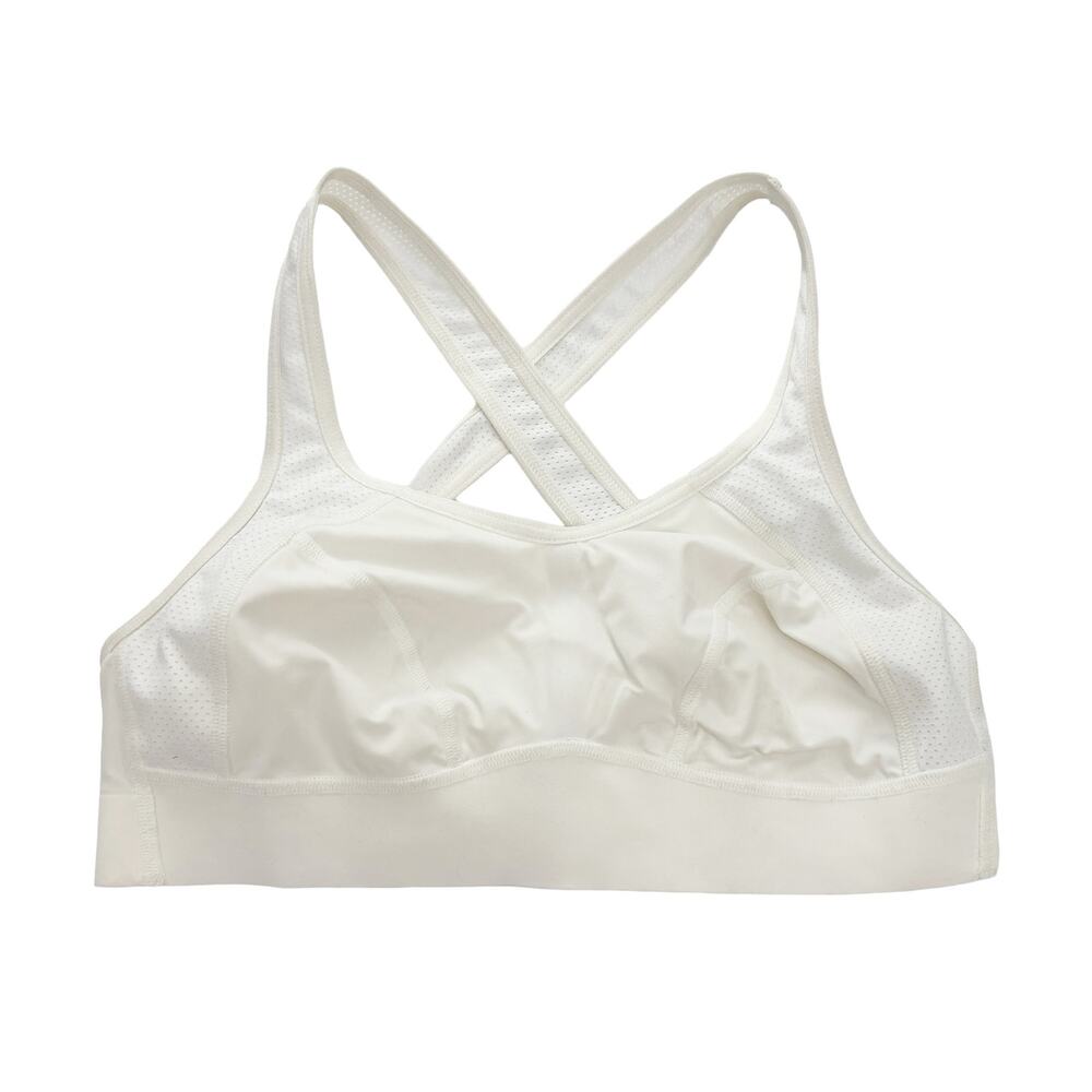 Moving Comfort Bra Womens Medium 34AB-36A Sports Wireless Crossback Ivory Mesh